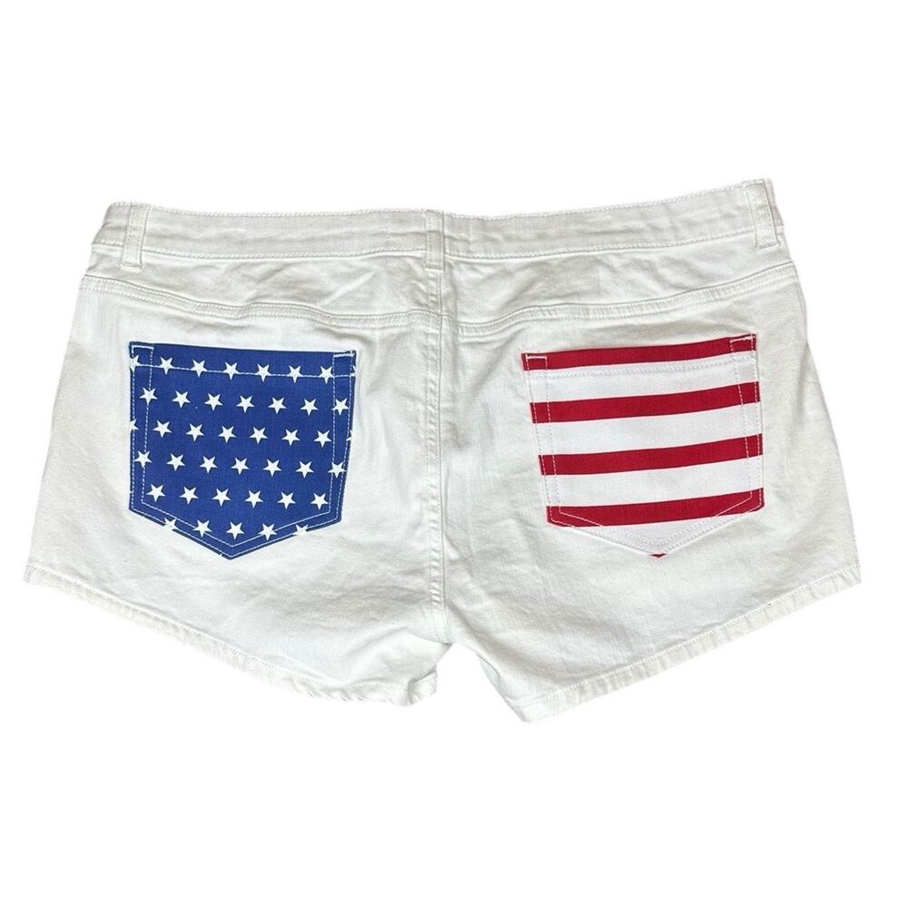 Lascana Venus White Denim American Flag Pockets Patriotic Jean Shorts Size‎ 14
